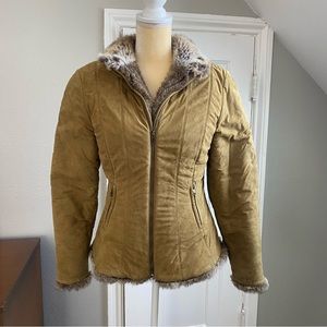 Vintage Skea Suede Leather and Faux Fur Jacket, Size Small